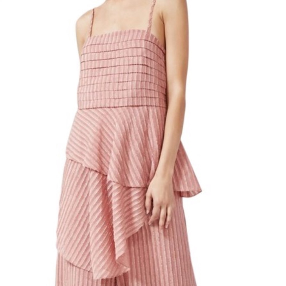 NWT KEEPSAKE THE LABEL Waterfall Layered Striped Asymmetric Strap Pink Top Small